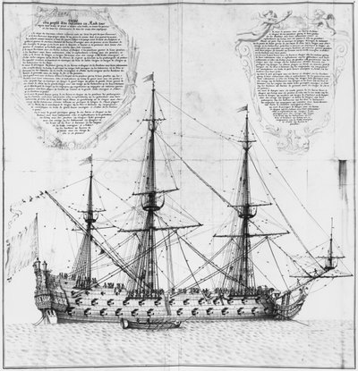 Profile of a vessel in harbour, illustration from the 